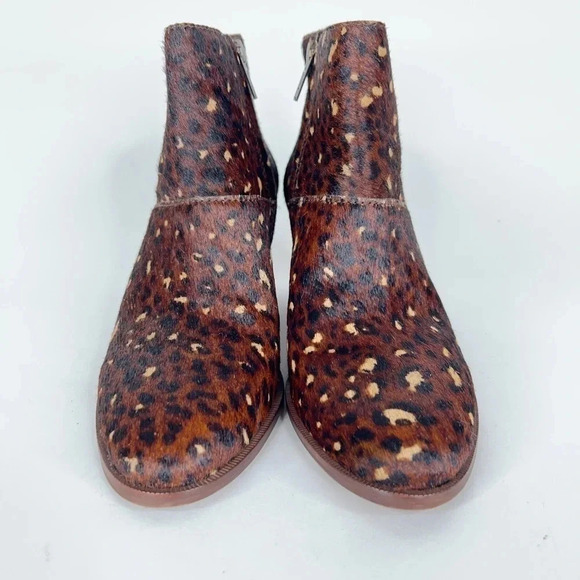 Madewell Rosie Ankle Boot Leopard Print Calf Hair Leather Brown Zipper Size 6.5 - Picture 3 of 13
